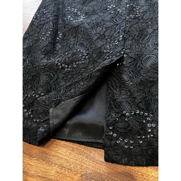 WHITE HOUSE BLACK MARKET Sequin Dress Size 14 Black Strapless Formal Cocktail - Picture 9 of 10